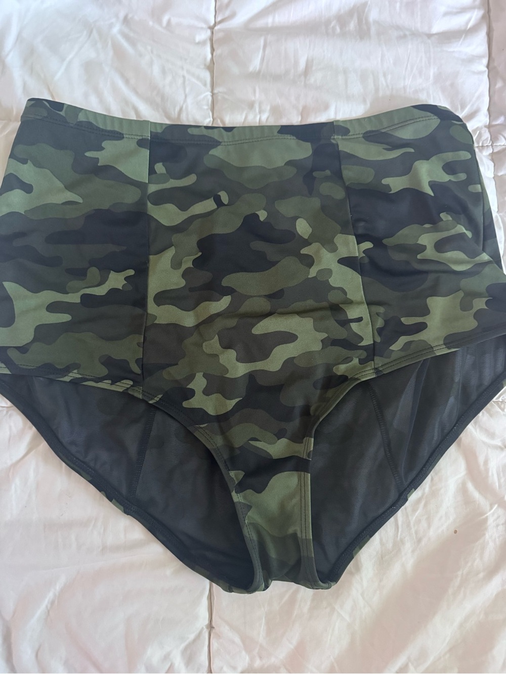 torrid Green and Black Camo High-Waist Swim Bottoms